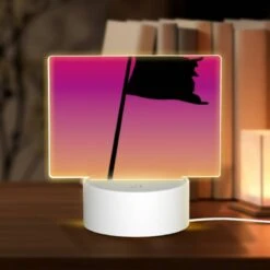 Rectangular Acrylic Night Light, A Black Flag Is Flying In The Wind.