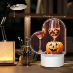 Love Acrylic Night Light, A Pumpkin Is Sitting Next To Two Wine Glasses Filled With Candy. -Pattern Diy Shop ce85bcf6a227b88d632dec9a06b53587b8d6b1ad