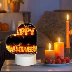 Love Acrylic Night Light, A Firey Sign That Says "Happy Halloween". -Pattern Diy Shop d1160746940ee64bfca346b9d02c744f34a4fa2a