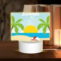 Rectangular Acrylic Night Light, A Beach Scene With A Sun