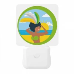 Night Light, A Woman Wearing A Grass Skirt And A Sun Hat Is Standing On A Beach. -Pattern Diy Shop d24bde5f8bae851dedbda83fc5df32a3099082ca