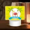 Rectangular Acrylic Night Light, A Yellow Sunny Background With A Tropical Theme