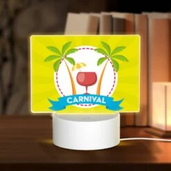 Rectangular Acrylic Night Light, A Yellow Sunny Background With A Tropical Theme