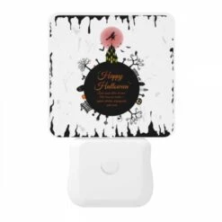 Night Light, A Black And White Poster With A Witch On A Broomstick And The Words "Happy Halloween" Written In Orange. 8 Night Light, A Black And White Poster With A Witch On A Broomstick And The Words "Happy Halloween" Written In Orange. -Pattern Diy Shop d2b09d8b207b28168e5a40016507246927f63968