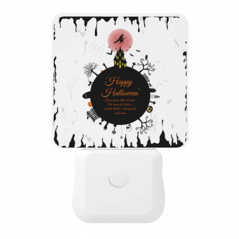Night Light, A black and white poster with a witch on a broomstick and the words "Happy Halloween" written in orange. Night Light, A Black And White Poster With A Witch On A Broomstick And The Words "Happy Halloween" Written In Orange. -Pattern Diy Shop d2b09d8b207b28168e5a40016507246927f63968