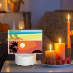 Rectangular Acrylic Night Light, A Beach Scene With A Sunset 6 Rectangular Acrylic Night Light, A Beach Scene With A Sunset -Pattern Diy Shop d3b3098b7faff4eacc16f5001390961fc3c53544