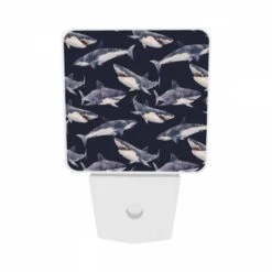 Night Light Set Of 2, A Pattern Of Sharks On A Blue Background. 6 Night Light Set Of 2, A Pattern Of Sharks On A Blue Background. -Pattern Diy Shop d9f4bf860721f4b0a69f66ded152de4cd36859e8