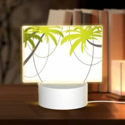 Rectangular Acrylic Night Light, A Bunch Of Green Leaves Are Connected To Each Other.