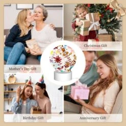 Round Acrylic Night Light, A Colorful Flower Arrangement With A Butterfly And A Bee. -Pattern Diy Shop dcb71856976c0a0e89d069d7235827d8cbd58e91