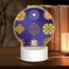 Round Acrylic Night Light, A Collection Of Six Different Flower Designs.