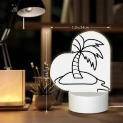 Love Acrylic Night Light, A Black And White Drawing Of A Palm Tree On A Small Island. -Pattern Diy Shop de5ef5067f799433f34f466e4fed86f3bff46888