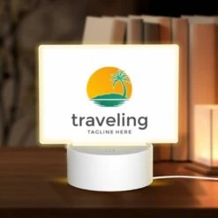 Rectangular Acrylic Night Light, A Logo For A Traveling Company.