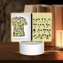 Rectangular Acrylic Night Light, A Yellow Shirt With A Picture Of Palm Trees On It.