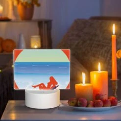 Rectangular Acrylic Night Light, A Woman Is Laying On A Beach Chair -Pattern Diy Shop e31579d7887d1aac1ad1e63c61b57bb6eed3413e