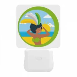 Night Light, A Woman Wearing A Grass Skirt And A Sun Hat Is Standing On A Beach. -Pattern Diy Shop e5e6be71e6428bc5eb83088c780dbbab20c01674