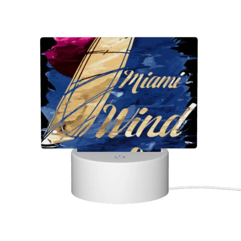 Rectangular Acrylic Night Light, A painting of a sailboat with the words "Miami Wind Surfing" written on it. Rectangular Acrylic Night Light, A Painting Of A Sailboat With The Words "Miami Wind Surfing" Written On It. -Pattern Diy Shop e6248a09d4c5ca66efa0c20668b37d502e50e607