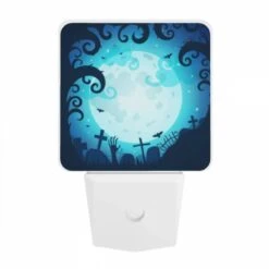 Night Light, A Spooky Scene With A Full Moon And A Bunch Of Bats Flying Around. -Pattern Diy Shop e68504f88707869c8f9a68370bedb31d31f7cf97