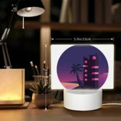 Rectangular Acrylic Night Light, A Tall Building With A Pink And Black Color Scheme Is Lit Up At Night. -Pattern Diy Shop e7a264d653e310dae15fdb675a22643f7e130227