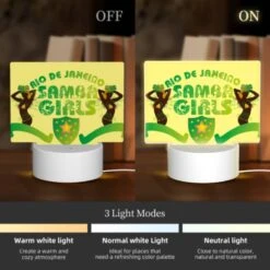 Rectangular Acrylic Night Light, A Yellow Sign With A Green Star And The Words Rio De Janeiro Samambaia Girls. -Pattern Diy Shop e867ad8c2f7529879a237b6ed3cc209e3f2d414d