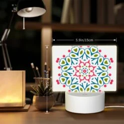 Rectangular Acrylic Night Light, A Colorful Flower Design With Pink And Blue Colors. -Pattern Diy Shop e930788ea6304c72326e77da8bb19f02bdd11bb8