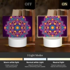 Rectangular Acrylic Night Light, A Colorful Flower With A Yellow Center. -Pattern Diy Shop ea1a6ec6b6c12a7d8ea6c46c2439a4bb61afd323