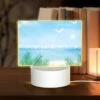 Rectangular Acrylic Night Light, A Sunny Day At The Beach With A Few Birds Flying Overhead.