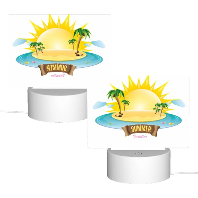 Rectangular Acrylic Night Light, A cartoon of a sunny beach with palm trees and a sun. Rectangular Acrylic Night Light, A Cartoon Of A Sunny Beach With Palm Trees And A Sun. -Pattern Diy Shop ea491d2c80f08e91603202850263f01e8f6b9413