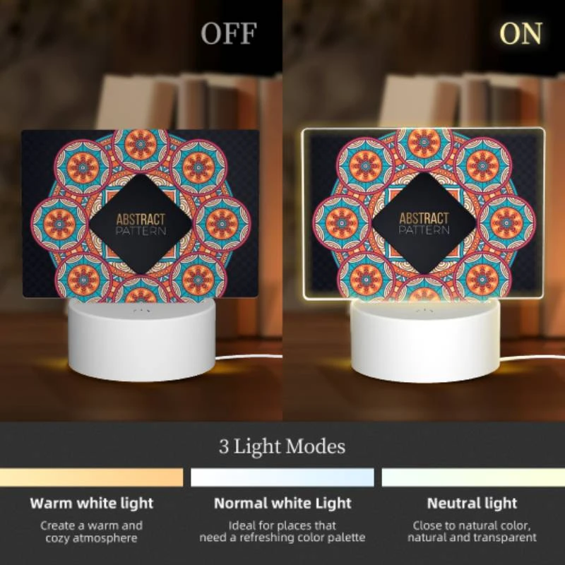 Rectangular Acrylic Night Light, A colorful abstract pattern is displayed in a circle. Rectangular Acrylic Night Light, A Colorful Abstract Pattern Is Displayed In A Circle. -Pattern Diy Shop eae76395ce8a5c6095c8bf0b6801ebc7bf065ba5