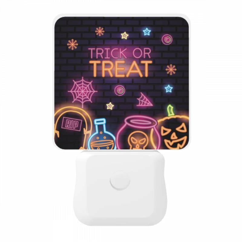 Night Light, A neon sign that says "trick or treat" with a pumpkin and a skull. Night Light, A Neon Sign That Says "trick Or Treat" With A Pumpkin And A Skull. -Pattern Diy Shop eb0ebde8afa4ee57785f3a2a41e67d0b2fe2ec9e