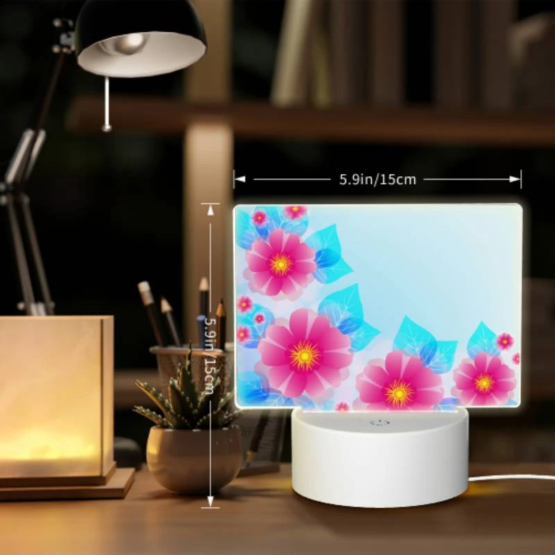 Rectangular Acrylic Night Light, A blue and pink flower arrangement. Rectangular Acrylic Night Light, A Blue And Pink Flower Arrangement. -Pattern Diy Shop ec842d2fc580b94412f11b8a2adde12fa54db970