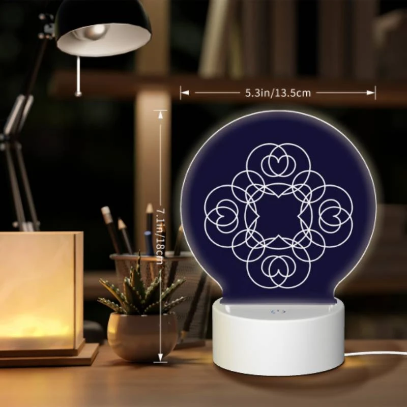 Round Acrylic Night Light, A blue circle with a white heart in the center. Round Acrylic Night Light, A Blue Circle With A White Heart In The Center. -Pattern Diy Shop ec95e07b9704c470f71a0786b488f4d4a79d54c7