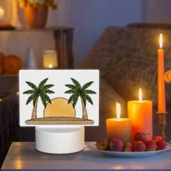 Rectangular Acrylic Night Light, A Drawing Of A Sun With Two Palm Trees On Either Side. 6 Rectangular Acrylic Night Light, A Drawing Of A Sun With Two Palm Trees On Either Side. -Pattern Diy Shop ec9cd174c638fcdf962779cfd42aa087c6497609