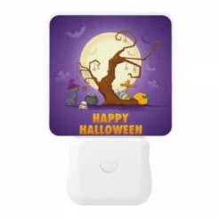 Night Light, A Tree With Halloween Decorations And A Banner That Says "Happy Halloween." 8 Night Light, A Tree With Halloween Decorations And A Banner That Says "Happy Halloween." -Pattern Diy Shop ece8022a3bbe88293b02141074abdfec59996427