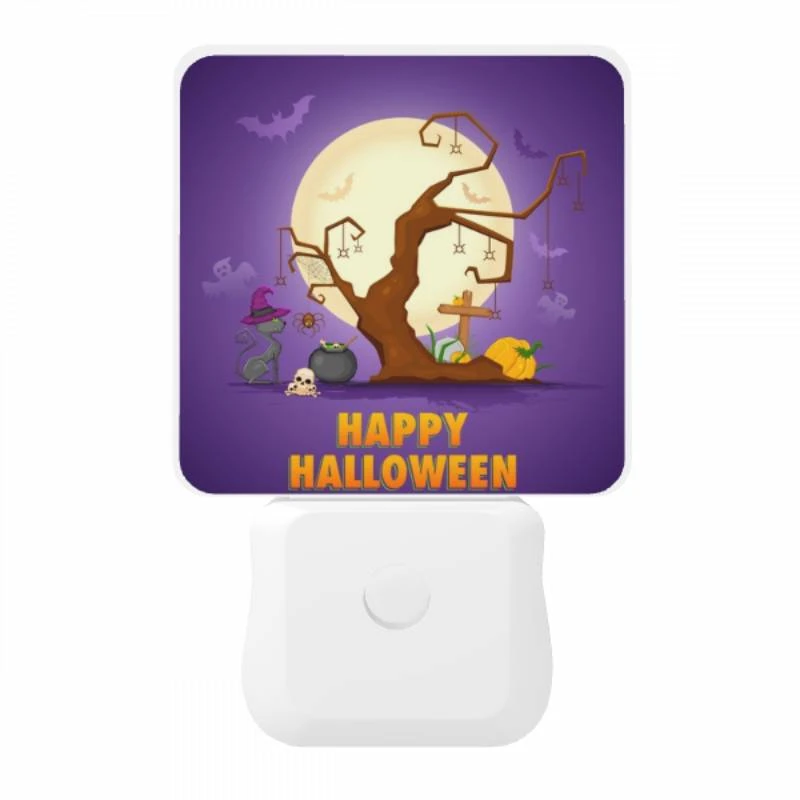 Night Light, A tree with Halloween decorations and a banner that says "Happy Halloween." Night Light, A Tree With Halloween Decorations And A Banner That Says "Happy Halloween." -Pattern Diy Shop ece8022a3bbe88293b02141074abdfec59996427