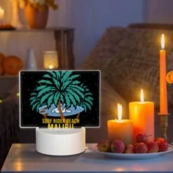 Rectangular Acrylic Night Light, A Surfboard Is Floating On A Wave In Front Of A Palm Tree. -Pattern Diy Shop ecf0312349f0511f8e04aaef46a02d72aa27bba5