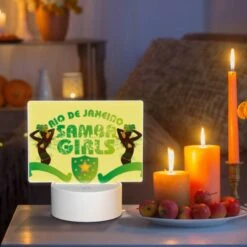 Rectangular Acrylic Night Light, A Yellow Sign With A Green Star And The Words Rio De Janeiro Samambaia Girls. -Pattern Diy Shop ed1cf39d9af94b92bf98438bc1a5c1eb2d34c3f9