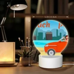 Round Acrylic Night Light, A Man And A Woman Are In A Red Car -Pattern Diy Shop eec5de20971466e7ac4536d7caad84771e3a62bc
