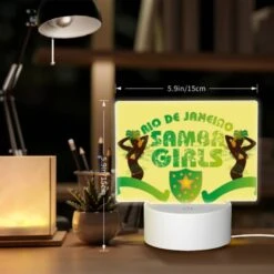 Rectangular Acrylic Night Light, A Yellow Sign With A Green Star And The Words Rio De Janeiro Samambaia Girls. -Pattern Diy Shop effb7fdf644649721baad620d54bb3d984421d9f