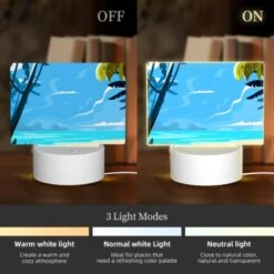 Rectangular Acrylic Night Light, A Blue Sky With Clouds And A Palm Tree. -Pattern Diy Shop f3466778ec440a21fa93754d476ff7dd8bc0e91a