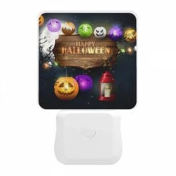 Night Light, A Sign That Says Happy Halloween With A Pumpkin And A Lit Candle. -Pattern Diy Shop f73596861eab577202f0c6a31b6a9f58142a4367