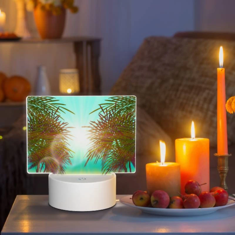 Rectangular Acrylic Night Light, A sunset with two palm trees in the foreground. Rectangular Acrylic Night Light, A Sunset With Two Palm Trees In The Foreground. -Pattern Diy Shop f8455d8ff673023bf095a2b756b05012bc8e1184