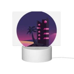 Rectangular Acrylic Night Light, A Tall Building With A Pink And Black Color Scheme Is Lit Up At Night. -Pattern Diy Shop fab6fd15a60a445133563bbbd3eb638bf0d7e44d
