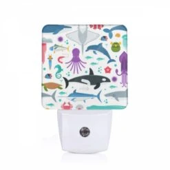Night Light, A Colorful Cartoon Of Various Sea Creatures.