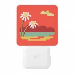 Night Light, A Red And Yellow Sunset With Two White Flowers. -Pattern Diy Shop fbc0b0ebd58617433f54693d4961d436c71c69d0