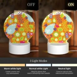Round Acrylic Night Light, A Colorful Bird With A Cell Phone In Its Mouth. -Pattern Diy Shop fbdc4244979d8225d39a44a9dc62e7e08ac37f1f