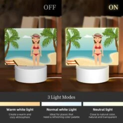 Rectangular Acrylic Night Light, A Woman In A Red Bikini Is Standing On A Sandy Beach. 2 Rectangular Acrylic Night Light, A Woman In A Red Bikini Is Standing On A Sandy Beach. -Pattern Diy Shop fdbe1a1d37c2c0ef21848d002055016a420d4f01