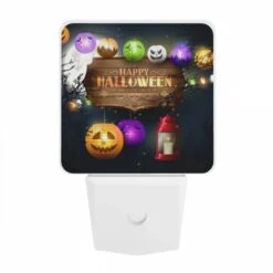 Night Light, A Sign That Says Happy Halloween With A Pumpkin And A Lit Candle. -Pattern Diy Shop fe3fbd390c8c4f969f0ce00f9454051fa3079380