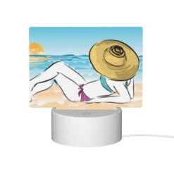 Rectangular Acrylic Night Light, A Woman Is Laying On The Beach -Pattern Diy Shop ff519d2677fe236bb2eabf6515b7728b5ce65b0e